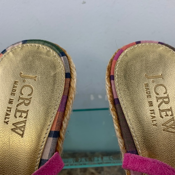 J Crew Italy Plaid Slingback Open Toe Wedge Heel 8 - Picture 6 of 8